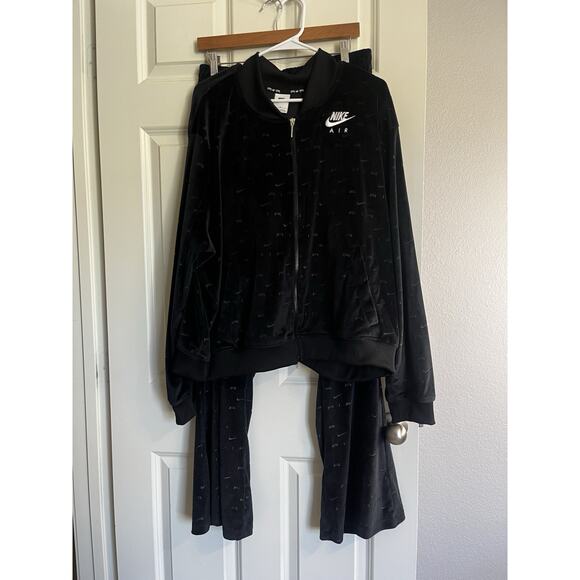 Nike Air Velour 2pc Allover Logo Track Suit Zip Jacket Mid Rise Pants 3x - Picture 3 of 14